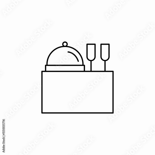 buffet cloche glasses icon sign vector