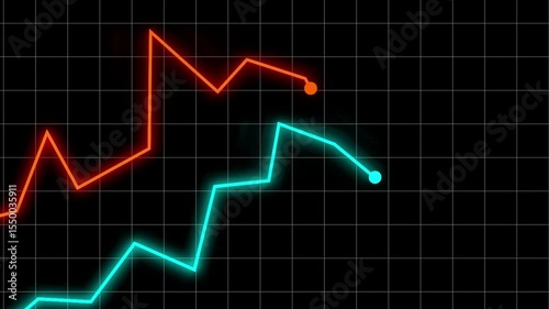 Currency charts motion, animated dollar and euro exchange rates, rising graph animation, forex trend