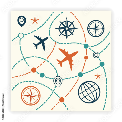 Tourist Attractions and Travel Gear Vector Set