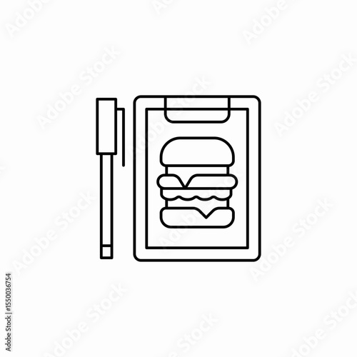 clipboard burger pen icon sign vector