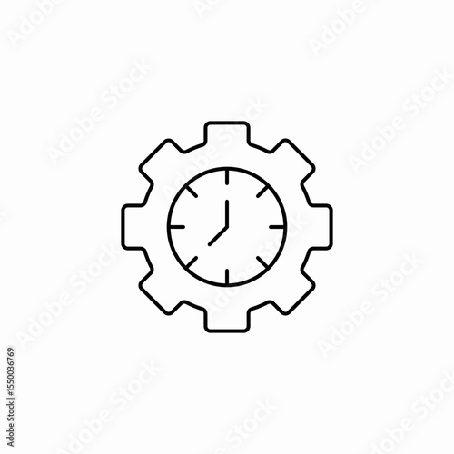 clock in gear settings icon sign vector