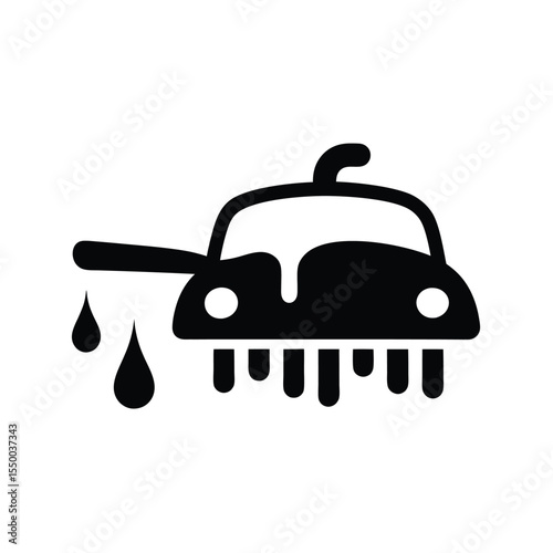 silhouette car wash brush and dripping water