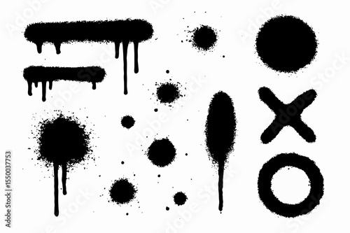 Spray Graffiti Texture Set – Aerosol Smudges, Drips, and Stencil Paint Shapes for Street Art Design