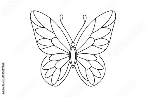 Butterfly outline  vector, Set of black Butterfly coloring page 