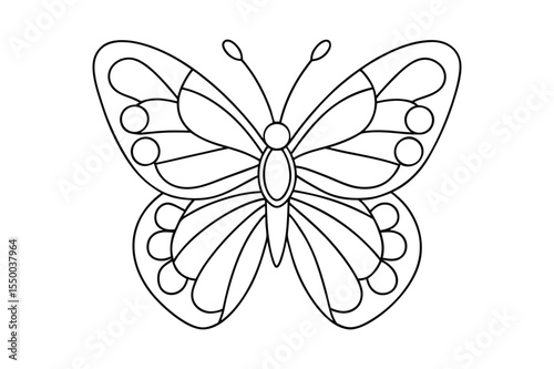 Butterfly outline  vector, Set of black Butterfly coloring page 