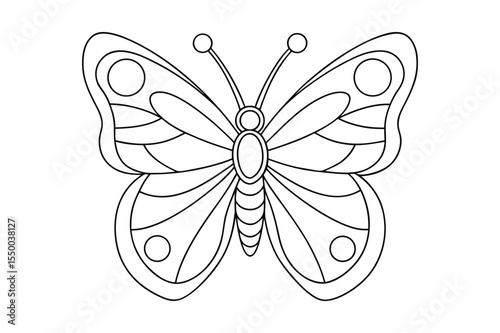 Butterfly outline  vector, Set of black Butterfly coloring page 