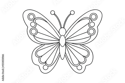 Butterfly outline  vector, Set of black Butterfly coloring page 