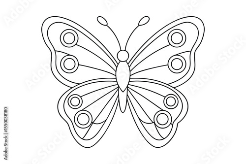 Butterfly outline  vector, Set of black Butterfly coloring page 
