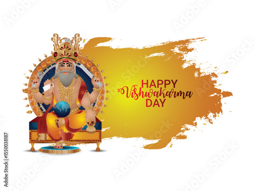 Creative illustration of vishwakarma, an architect and universe divine engineer
