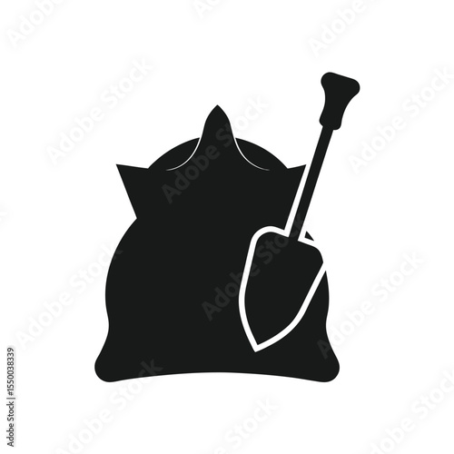 silhouette cement bag and shovel doodle logo