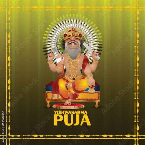 Vector illustration of happy vishwakarma day celebration