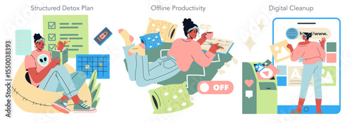 Digital Detox. Flat Vector Illustration