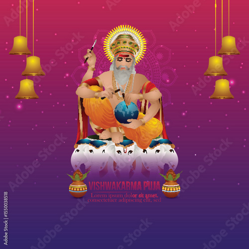 Vector illustration of happy vishwakarma day celebration