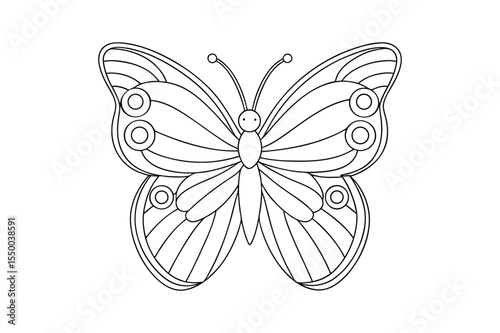 Butterfly outline  vector, Set of black Butterfly coloring page 