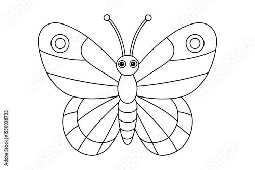 Butterfly outline  vector, Set of black Butterfly coloring page 