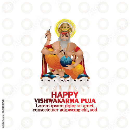 Vishwakarma jayanti hindu god festival of vishwakarma, vector illustration and background