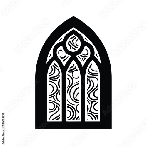 silhouette church window with pattern