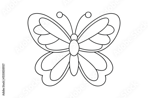 Butterfly outline  vector, Set of black Butterfly coloring page 