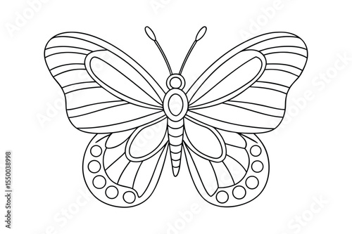 Butterfly outline  vector, Set of black Butterfly coloring page 