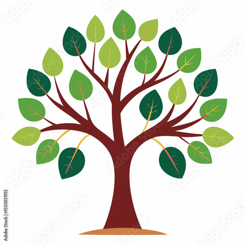 Minimal Elm Tree Vector Illustration