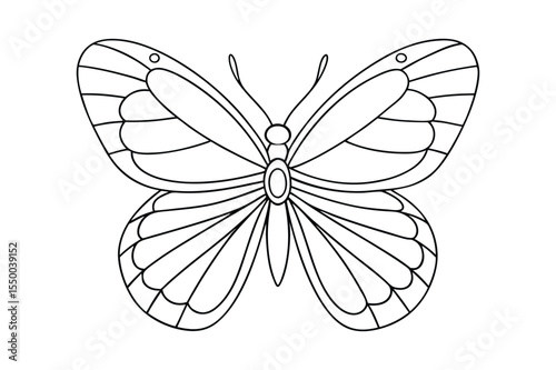 Butterfly outline  vector, Set of black Butterfly coloring page 