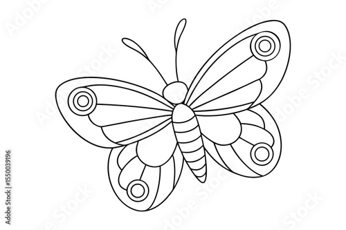 Butterfly outline  vector, Set of black Butterfly coloring page 