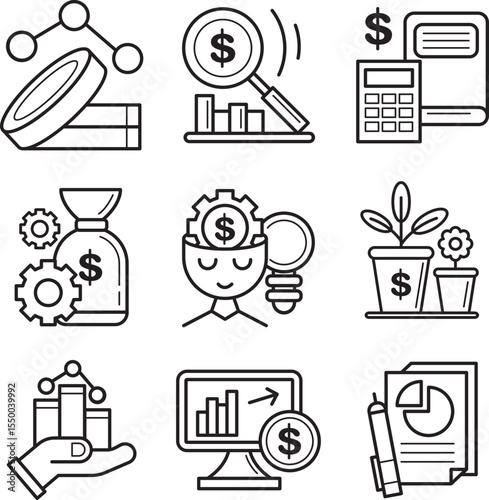 Financial Growth & Investment Strategy Icons  A Visual Guide to Wealth Management