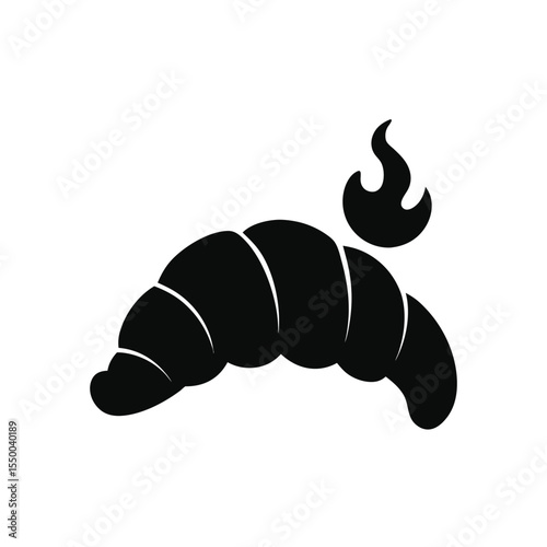 vector illustration of silhouette croissant and steam bakery logo