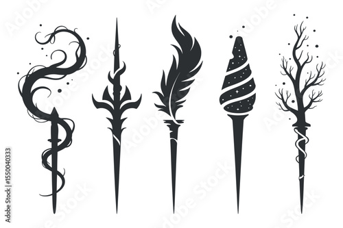 Four Stylized Fantasy Weapons or Magical Objects
