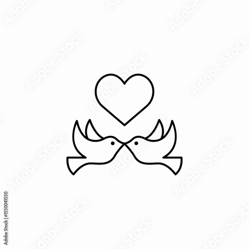 doves heart love icon sign vector