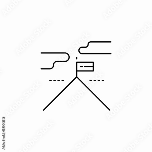 flag on mountain icon sign vector