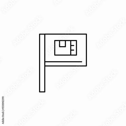 flag with buildings icon sign vector