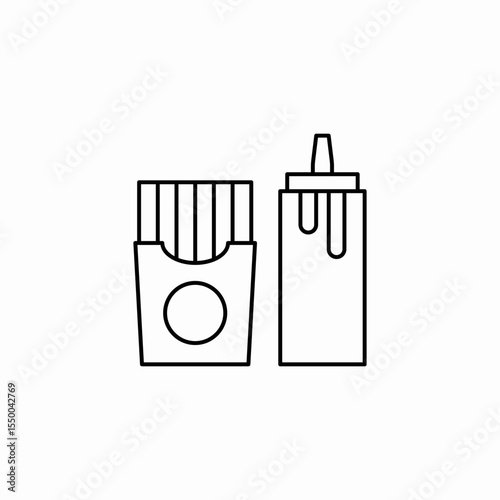 fries ketchup combo icon sign vector