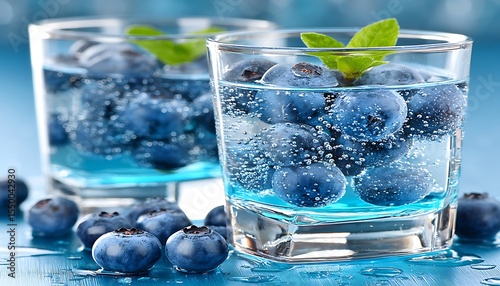 Refreshing blueberry beverage in glass