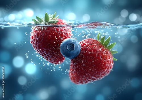 Fresh berries underwater