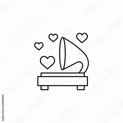 gramophone love music icon sign vector
