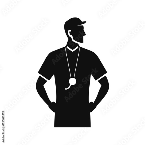 silhouette football coach whistle logo design