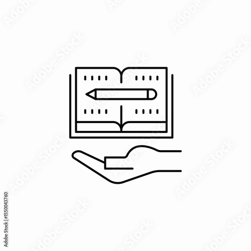 hand holding notebook icon sign vector