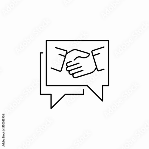 handshake chat bubbles icon sign vector