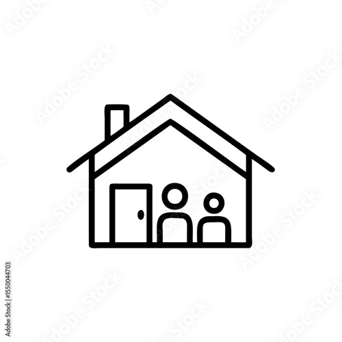 Handdrawn Line Art Family Home House Icon Simple Design people