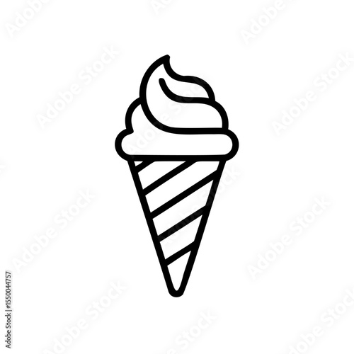 Handdrawn Ice Cream Cone Stripes Swirl Dessert Sweet Treat icecream