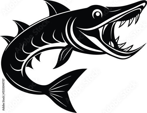 Jumping Angry Fish Vector