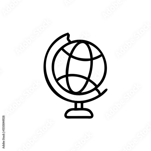 Handdrawn Line Art Globe Icon Simple World Map Geography School Education Travel