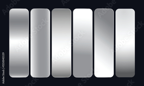 Silver Gradient | Premium Metallic Silver Gradient Stripe | Silver Chrome Gradient Stripes Swatch Set | silver color palette | White Silver Gradient | Silver Luxury Gradient