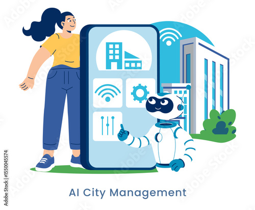 Sustainable Urban Development. Flat Vector Illustration