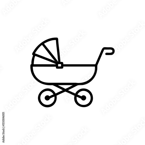 Handdrawn Outline Baby Stroller Icon Simple Carriage Child Pram Graphic Design Element