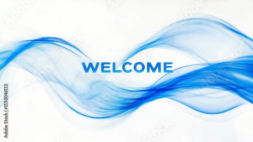 Dynamic blue wave movement with overlay text 