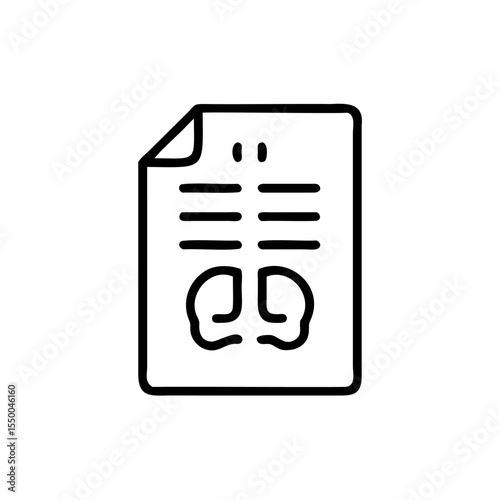 Line Drawing of X Ray Report Showing Lungs and Ribs Handdrawn Medical Scan Document