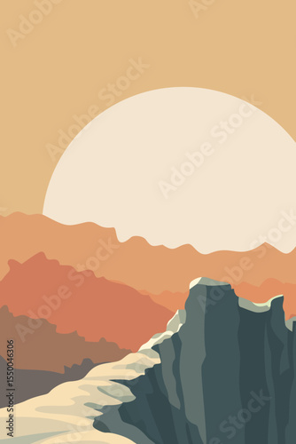 Stone, Border, Rocks, Mountain Peak, Road, Sun, Moon, Business, Mountain, Mindset, Artwork, Vector