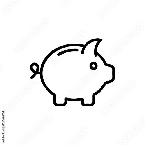 Handdrawn Line Art Piggy Bank Icon Savings Money Finance Symbol vector